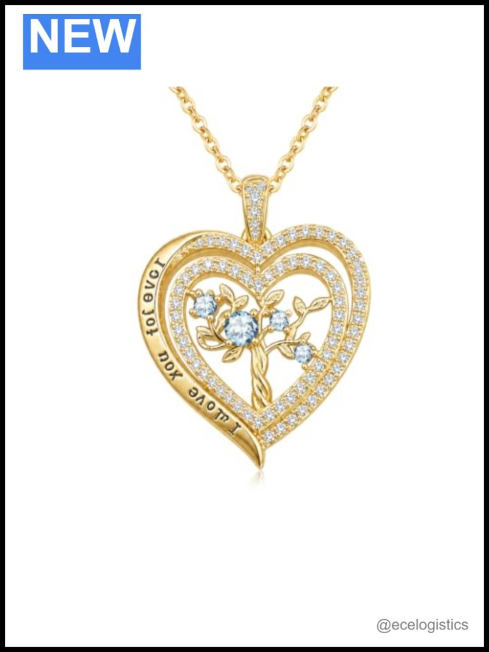 14K Gold Plated Tree of Life Heart Pendant Necklace for Women